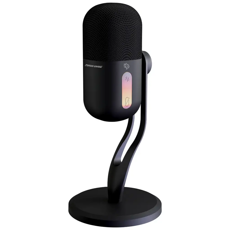 Porodo Gaming Elyx RGB Condenser Microphone with Noise Surppress Button - White/Black