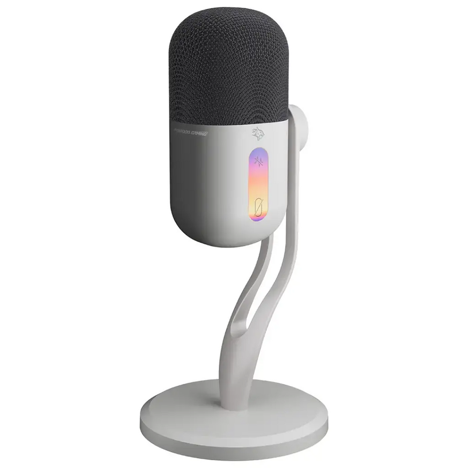 Porodo Gaming Elyx RGB Condenser Microphone with Noise Surppress Button - White/Black