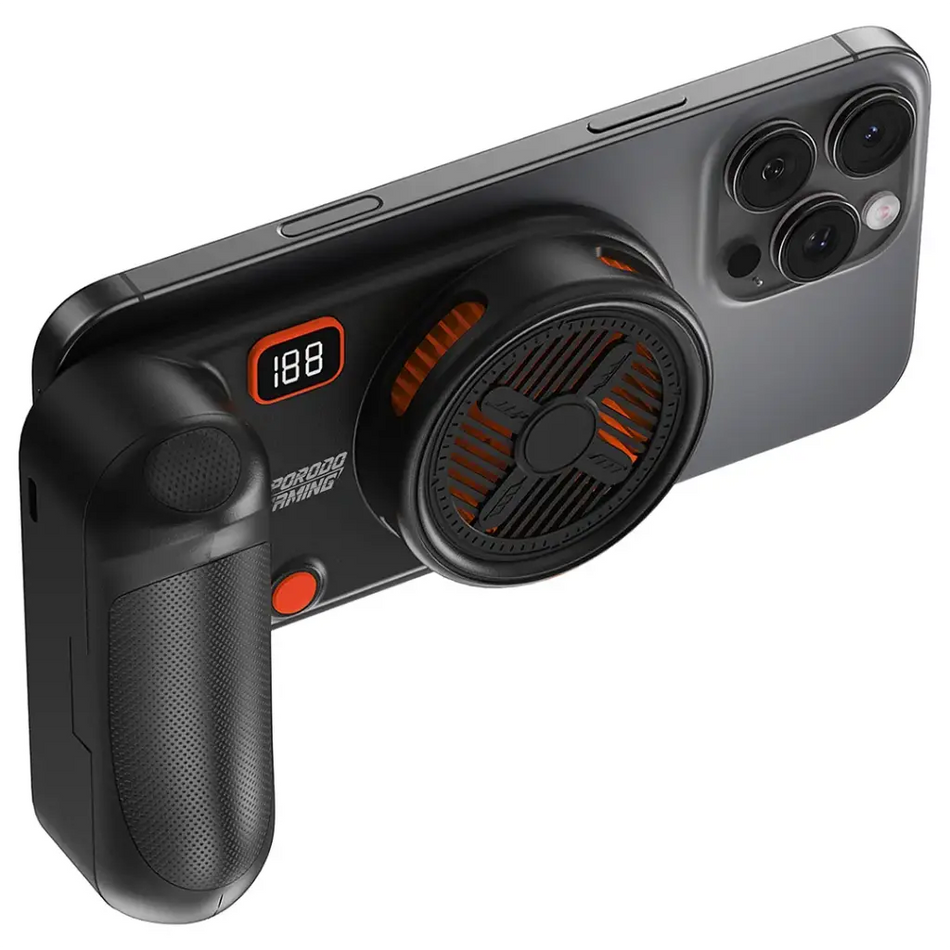 Porodo Gaming Arctic chill Magnetic Phone Cooler With Ultra-Quiet Fan - Black/Orange