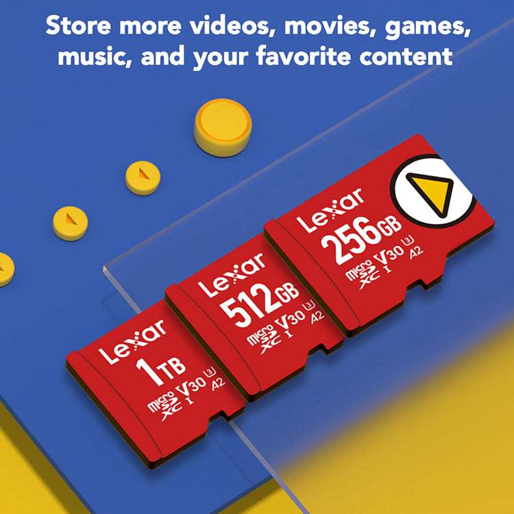 Lexar Play 256GB MicroSDXC Memory Card, UHS-I Class 10 U3 V30 A2, Up to 205MB/s Read & 140MB/s Write Speed, 4K Video Recording, Compatible with Nintendo Switch Smartphones Tablets Drones