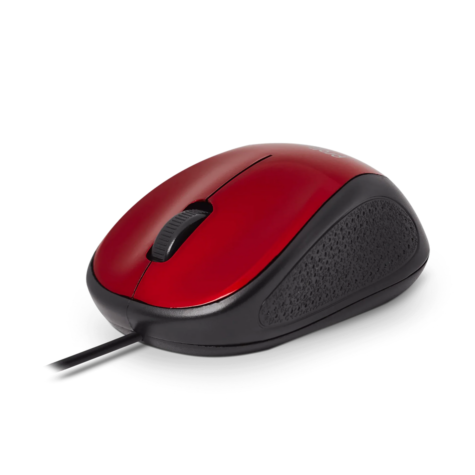 Prolink PMO630U Wired Mouse 3-Button, 1000DPI, Medium Size, Red