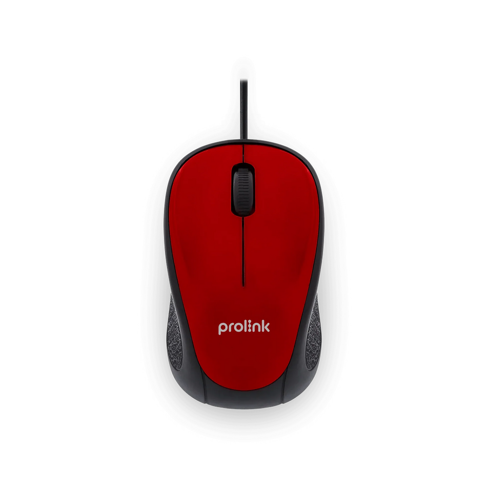 Prolink PMO630U Wired Mouse 3-Button, 1000DPI, Medium Size, Red