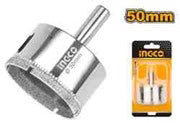 Ingco 50mm Diamond Hole Saw (HSB60502) Premium Industrial Grade Diamond-Coated Core Drill Bit for Glass, Ceramic, and Porcelain Tile