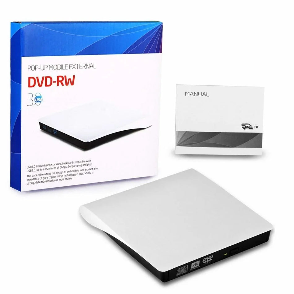 POP-UP Mobile External DVD-RW Drive | SuperSpeed USB 3.0 Interface | Slim Portable CD/DVD Writer & Reader | Plug-and-Play | Universal OS Compatibility - Black