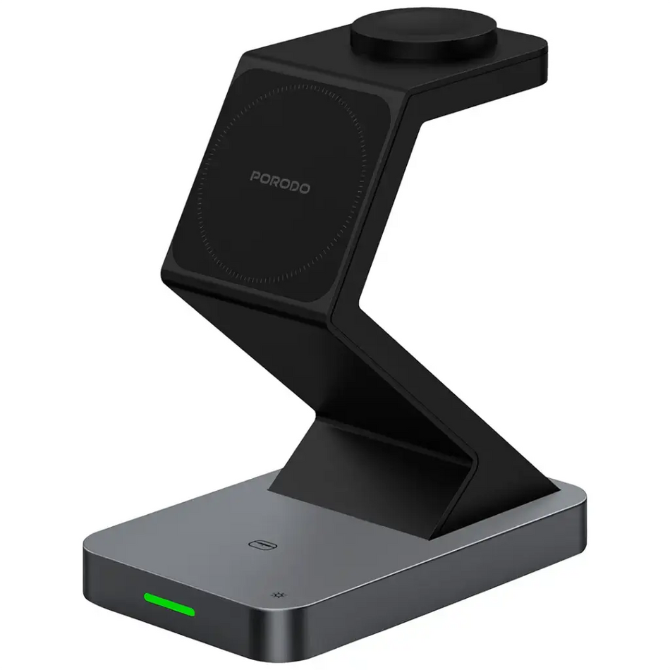 Porodo 4-In-1 S-Shaped Wireless Magsafe Charger | Powerdock  Wireless Charging Station with 360° Adjustable Viewing