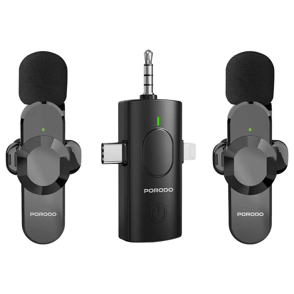 Porodo Audix Elite 3 In 1 Lavalier Microphone - Black
