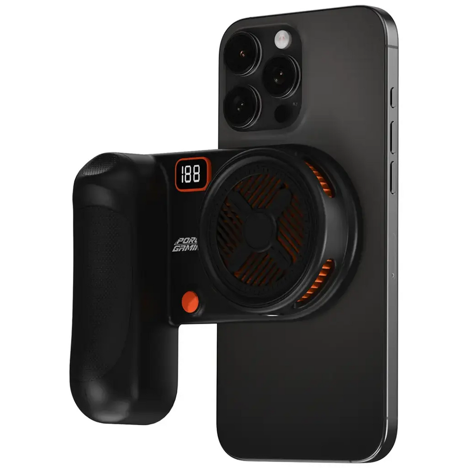Porodo Gaming Arctic chill Magnetic Phone Cooler With Ultra-Quiet Fan - Black/Orange