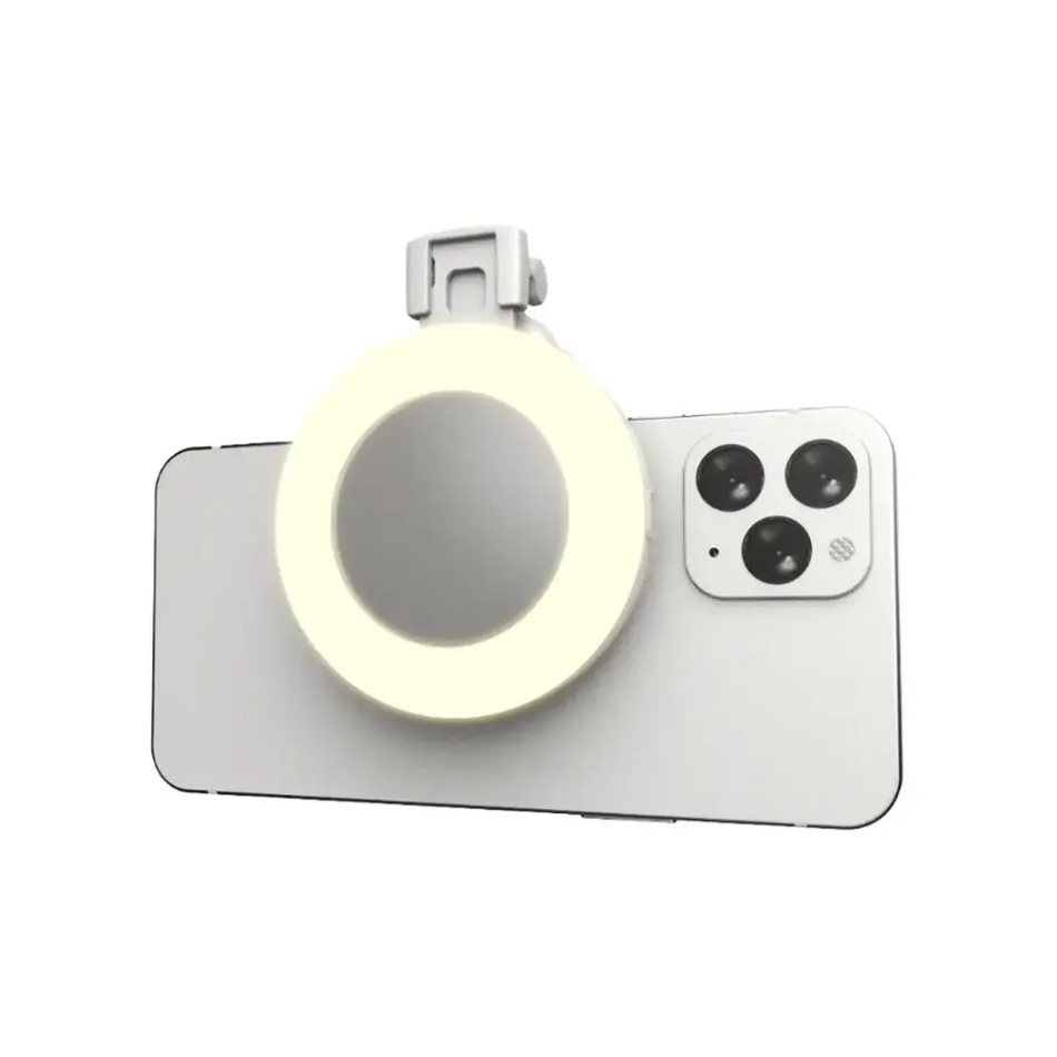 Porodo LFS153 Lifestyle Clip-On Mirror Fill Light, Customizable Light Modes, 200mAh Battery White