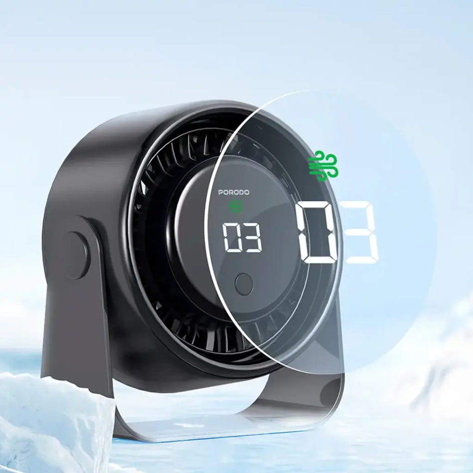 Porodo Lifestyle Flura Mini Cooling Fan With Desktop & Wall Mount - Gray