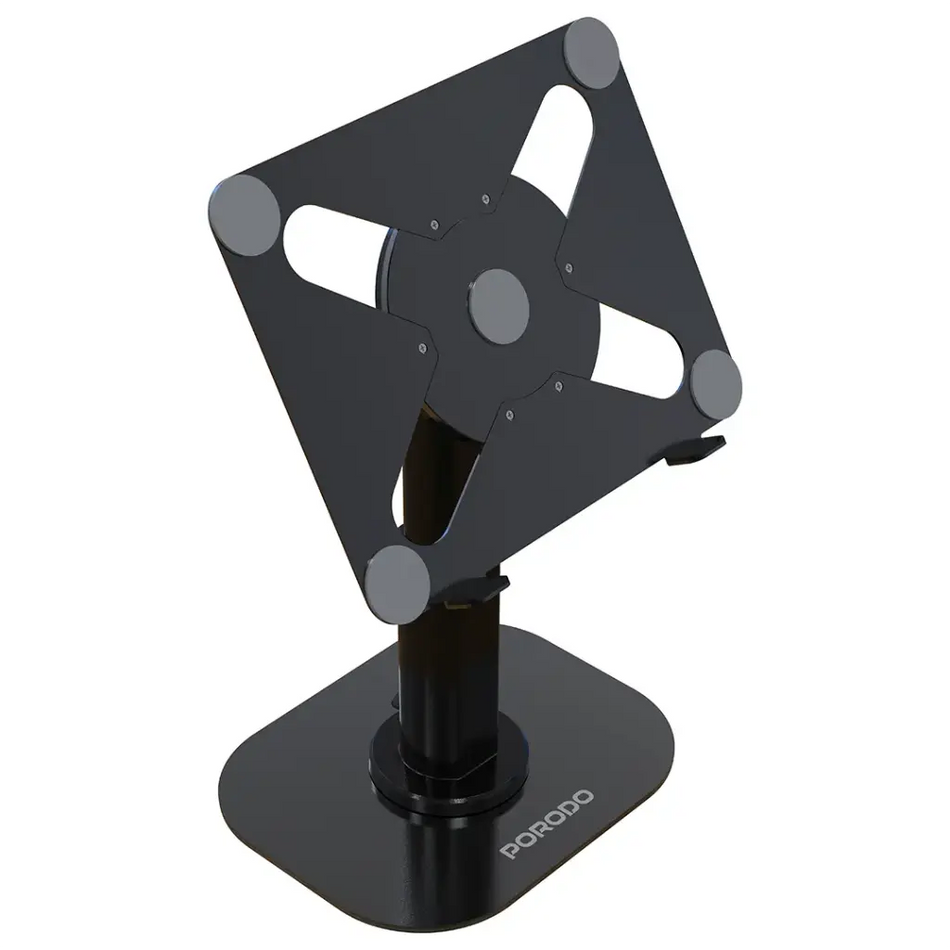 Porodo Multi-Angle Dock Laptop and Tablet Stand | Universal Desktop Riser with Multi-Gear Angle Adjustment Open Airflow Cooling Design and Protective Anti-Slip Silicone Padding - Sleek Black (PDCCT25BK)