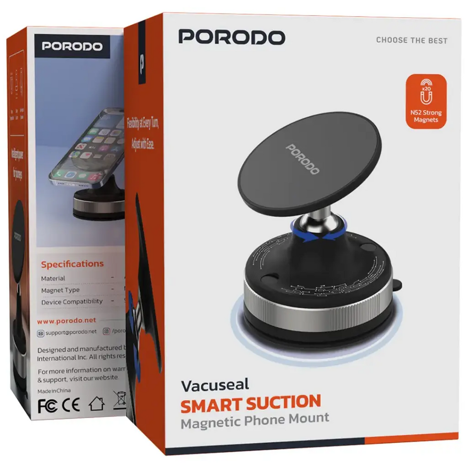 Porodo HS27 Vacuseal Smart Suction Magnetic Phone Mount