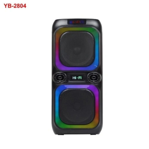 Jerry Power 8" Portable Karaoke Trolley Speaker (YB-2804) | High-Power Wireless Bluetooth Subwoofer Party Speaker with LED Lights, Rechargeable Battery & Mic Input