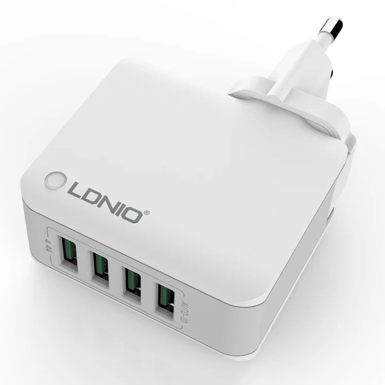 LDNIO A4403 4.4A 4-Port Auto-ID Desktop Travel Charger Wall Adapter Without Cable ( UK)