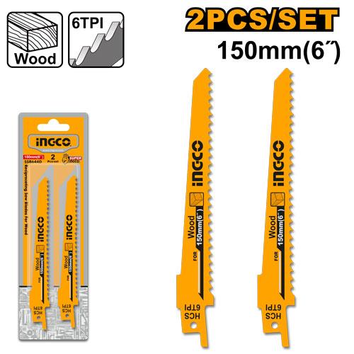 Ingco 150mm Reciprocating Sabre Saw Blade | 6 TPI Wood and Plastic Fast Cutting Plunge Tip Disc Pack (SSB644D)