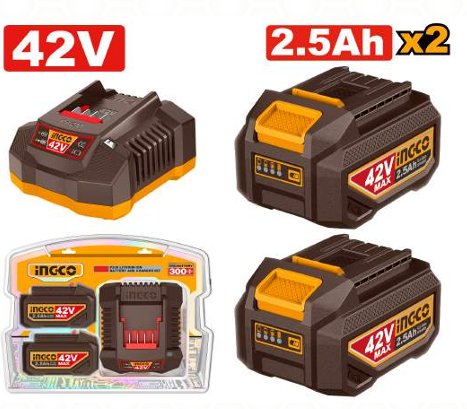 INGCO P20S Lithium-Ion Battery and Charger Kit (FBCPM25221) – Professional 20V Power Solution Kit, High-Performance 2.0Ah Battery Pack, Fast Intelligent Charger, Built-In Smart Protection System & Universal Compatibility with All P20S Platform Tools