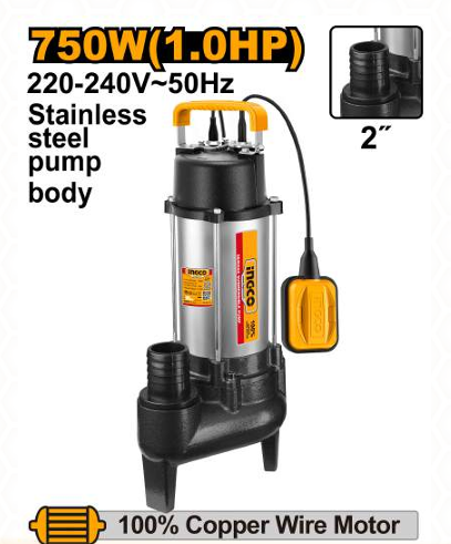 INGCO Sewage Submersible Pump (SPDS75068) | 1.0HP Industrial Deep-Drainage Command