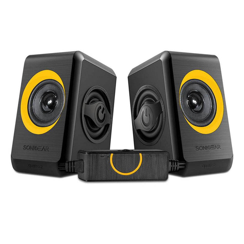 SonicGear Quatro 2 BASS-2 USB 2.0 Desktop Speakers with Built-In Bass Reflex Panels (Lime Green / Festive Red / Turquilla / Sunny Orange)