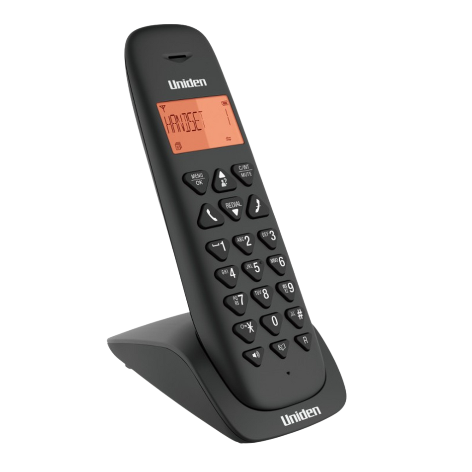 Uniden AT3102 Digital Wireless Cordless Phone (Large Backlit Screen, Hands-Free Speakerphone, Tactile Keypad, Black)