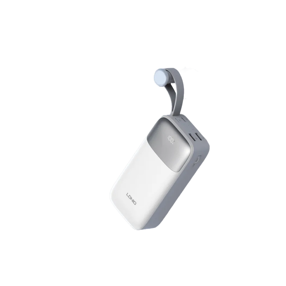 LDNIO PQ30 30000mAh Fast Charging Power Bank | 22.5W Max Super Fast Output | Built-In USB-C & Lightning Cables | Smart LED Display