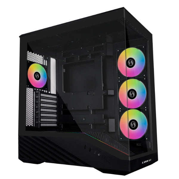 Lian Li Vector V100 ATX Mid-Tower PC Case, 4 x 120mm ARGB PWM Fans Pre-Installed, LED RGB Strip, Display Platform with Tempered Glass, Optimized Airflow, Black