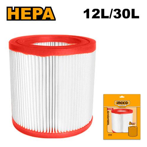 Ingco F8 High-Efficiency Air-Inlet HEPA Filter Replacement – Premium Micro-Particle Vacuum Cleaner Filtration Cartridge for 12L & 30L Industrial Extractors (VCAIHP02)