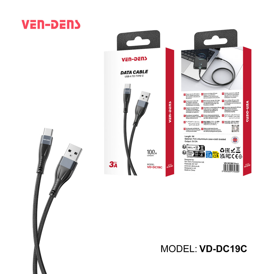 VENDENS DC19C USB-A to Type-C Data Cable