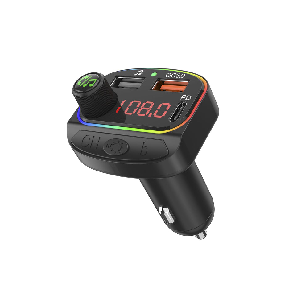 Ven-Dens VD-FM005 Car Charger and Bluetooth FM Player | Wireless Audio Transmitter with USB, TF Card & AUX Expansion