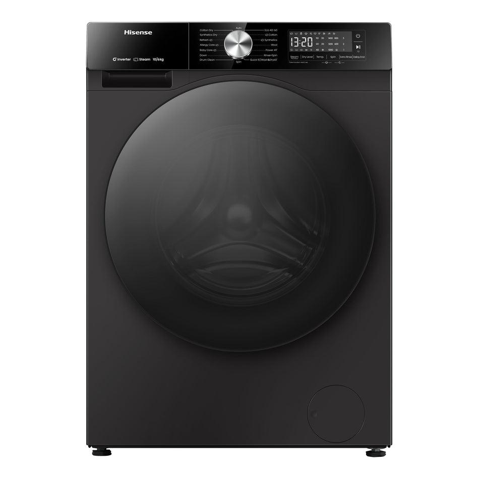 Hisense - WF3S1042BB - Front Loader Washing Machine with Auto Wash, Steam Care, 10kg, Premium Black
