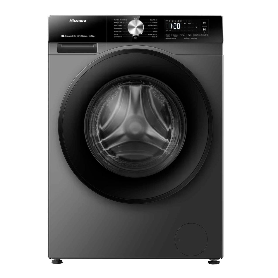 Hisense - WD3S1043BT - Front Loading Washer Dryer Combo with Auto Dosing, Steam Care, Inverter Motor, 10kg Wash / 6kg Dry, Premium Finish