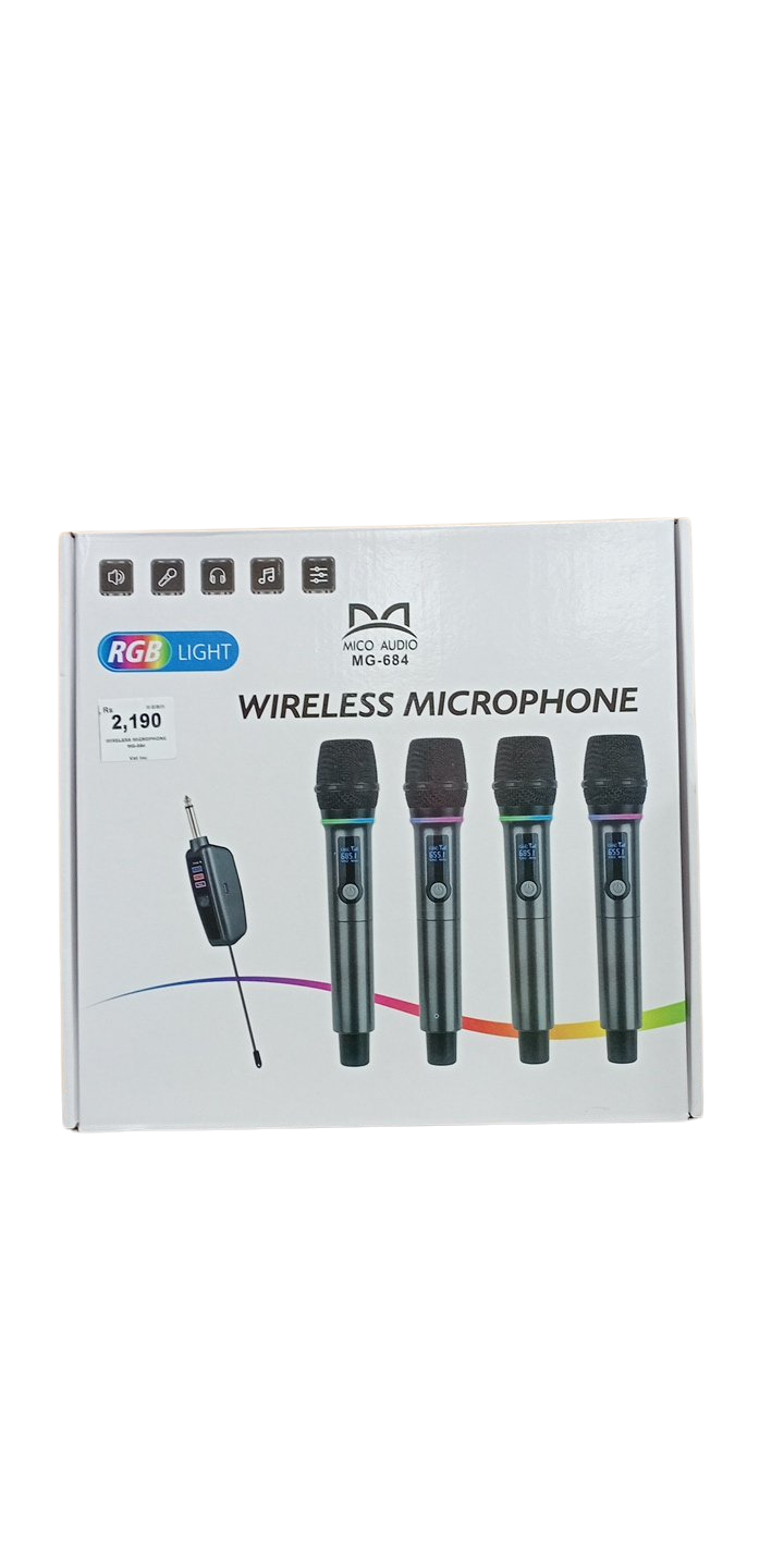 Wireless Microphone MG-684, Wireless Receiver, Intelligent Noise Cancellation, High-Fidelity Audio, Handheld Wireless Mic (Black)