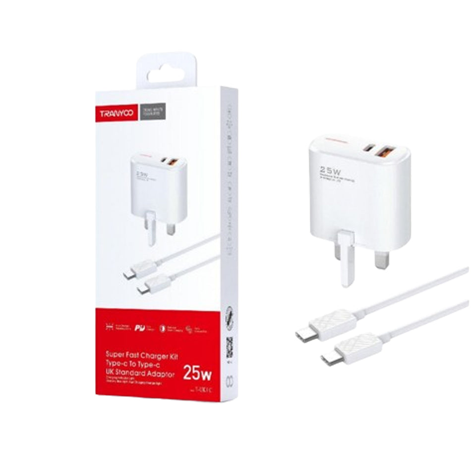 Tranyoo T-UK1 Super Fast Charger USB to Type-C UK Standard Adapter