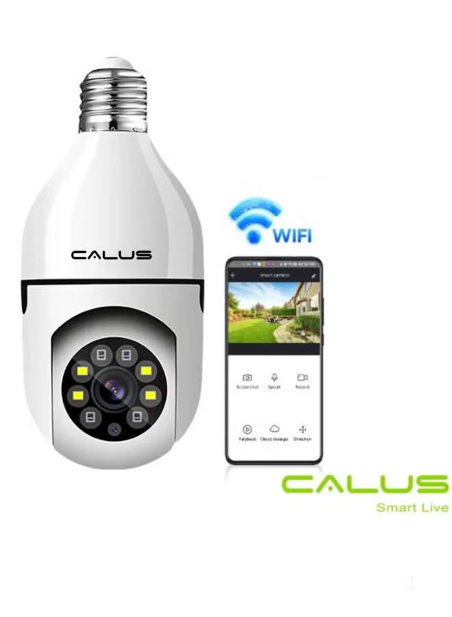 Calus E27Pro Smart WiFi Surveillance Camera Real-Time Remote Viewing, Motion Alerts, Night Vision & 2-Way Audio | 360° Pan/Tilt | 1080P Full HD
