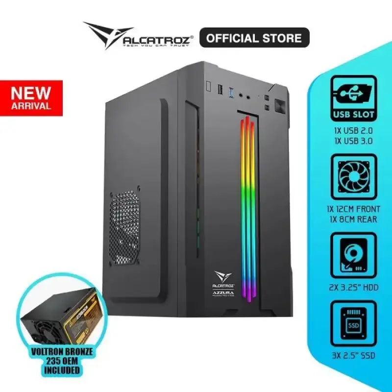 Alcatroz Azzura PRO II RGB PC Chasis with Voltron Bronze 235W PSU