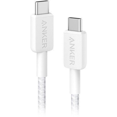 Anker 322 Braided USB-C to USB-C Cable | 60W Power Delivery | High-Durability Nylon Braiding | USB-IF Compliant Safe Charging | 6-Foot Length - White