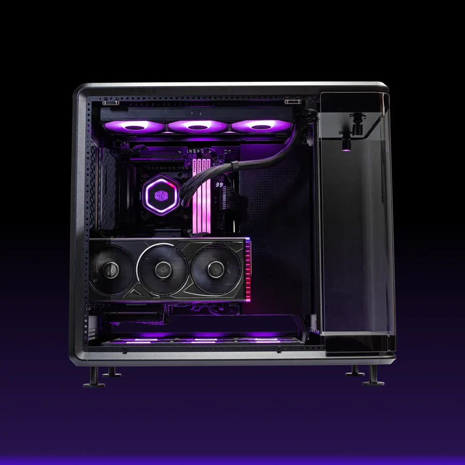 Cooler Master MasterFrame 360 Stage Mirror ATX Mid-Tower PC Case, Front Showcase Stage with Spotlight & Mirror, USB-C, 1x PCI-e 5.0 Riser / 2x ARGB spotlight