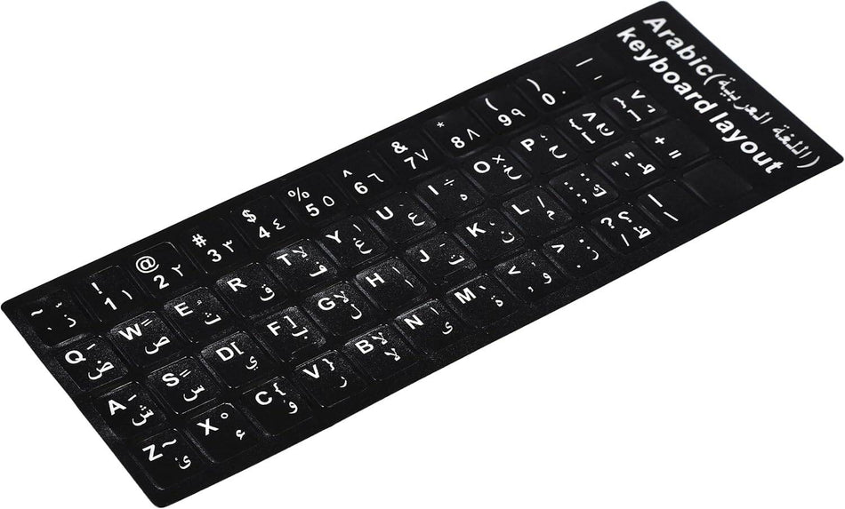 Arabic Keyboard Sticker Set | High-Contrast Lettering | Durable Non-Glare PVC Matte Finish | Universal Fit for Laptops & Desktops - Black (KB-STICK/A)