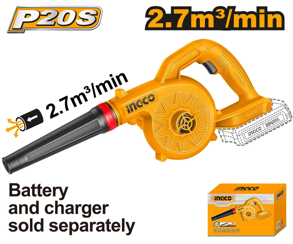 INGCO Cordless Blower (CABLI2078) – High-Efficiency Airflow System, Ergonomic Lightweight Design, Engineered for Powerful Performance in Dust Removal, Workshop Cleanup, and Versatile Maintenance Applications.