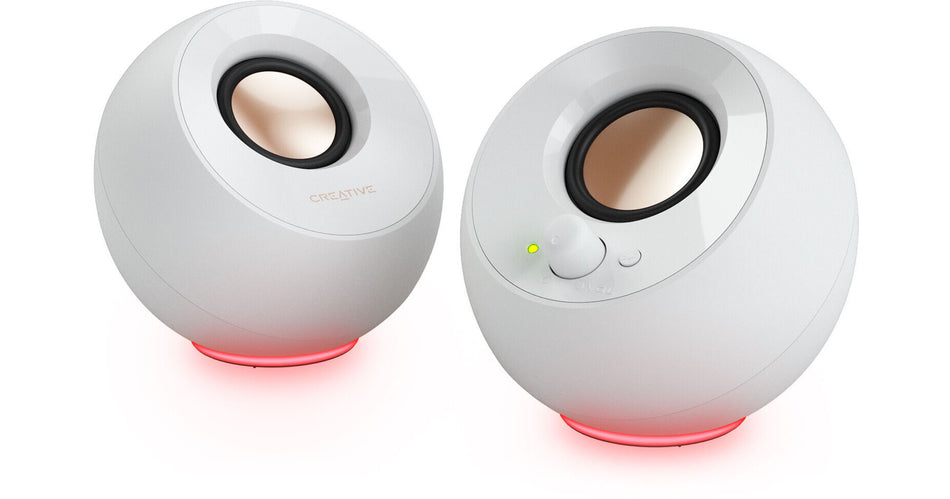 Creative Labs Pebble SE 2.0 Desktop Speakers, RGB Lighting with 7 Built-In Presets (Available in Black or White)
