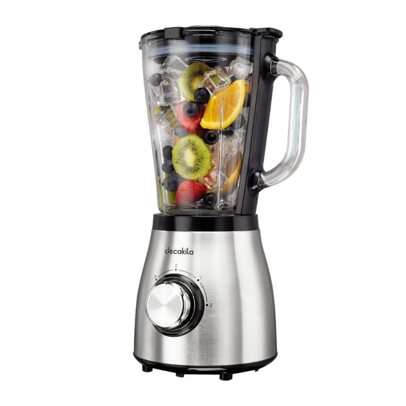 Decakila 600W Heavy-Duty Stainless Steel Stand Blender | 1.5L Premium Glass Jug Smoothie Maker with Grinder & Chopper Attachments (KEJB006M)