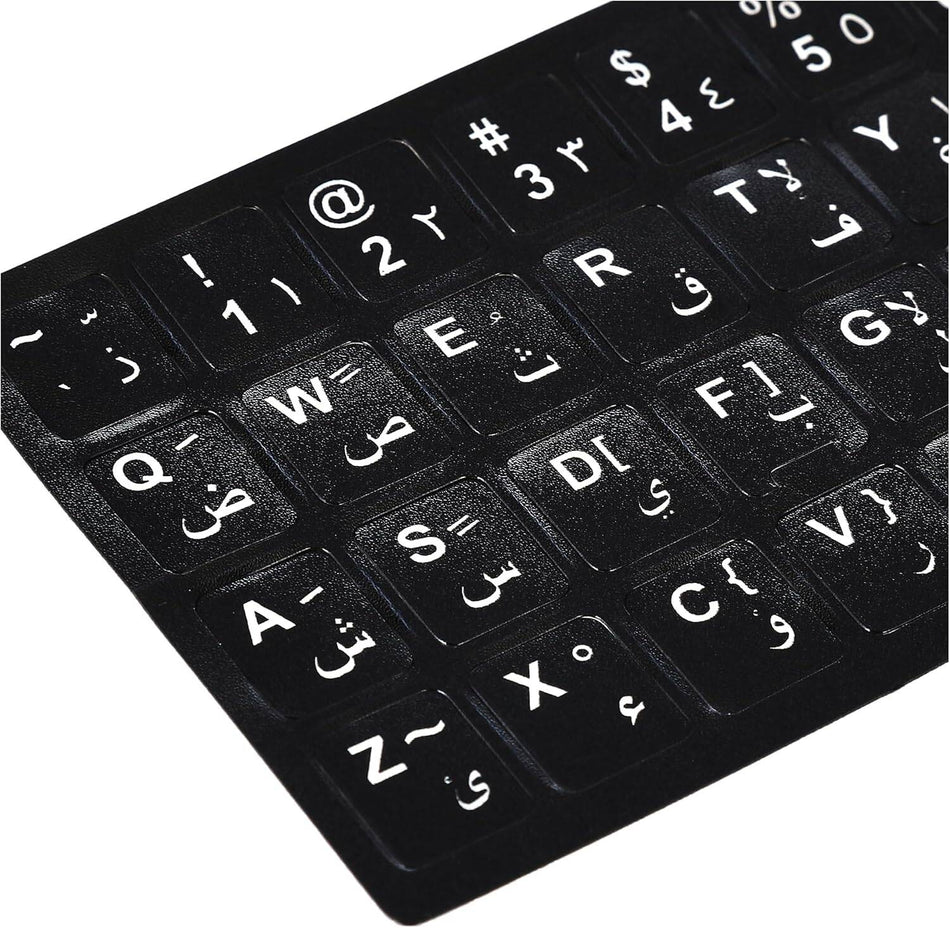 Arabic Keyboard Sticker Set | High-Contrast Lettering | Durable Non-Glare PVC Matte Finish | Universal Fit for Laptops & Desktops - Black (KB-STICK/A)