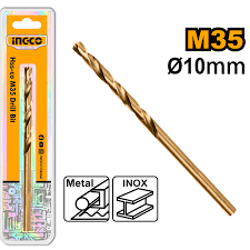 Ingco 10.0mm HSS-Co M35 Twist Drill Bit | Cobalt High-Speed Steel Jobber Drill for Stainless Steel and Hard Metals (DBT01131001)