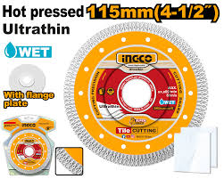 Ingco 4-1/2" Professional Ultra-Thin Diamond Mesh Rim Blade | 115mm Premium 75Cr1 Steel Tile & Ceramic Cutting Saw Disc with Flange Plate Layout (DMD081151HT)