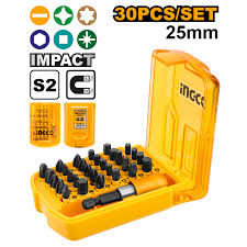 Ingco 30-Piece Professional Screwdriver Bit Set - 25mm Chrome Vanadium Hex, Torx, Pozi, Slotted, and Phillips Impact Bits Assortment (AKSD68303)