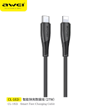 AWEI CL-182i Type-C to Lightning Fast Charging Cable: 27W PD with Braided Nylon &amp; Temperature Control black
