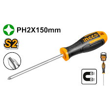 Ingco Professional Phillips Screwdriver | Premium Chrome Vanadium Cross Head Driver with Ergonomic High-Grip Handle - PH2 x 150mm (HS68PH2150)