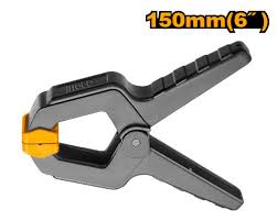Ingco 6-Inch Heavy-Duty Spring Clamp | 150mm Reinforced Plastic Muslin Clamp with Non-Marring Pivoting Jaw Pads for Woodworking and Studio Backdrops (HQSC0206)