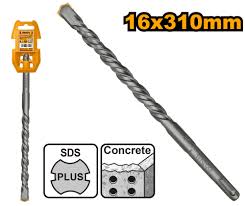 Ingco 16mm x 310mm SDS-Plus Hammer Drill Bit | Extra-Long Forged Carbon Steel Masonry Drill for Reinforced Concrete and Brick (DBH1211604)