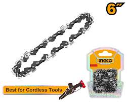 Ingco 6-Inch (15cm) Professional Mini Pruning Saw Chain – 1/4-Inch Pitch, 0.043-Inch Gauge, 38 Drive Links Replacement Chain for Cordless Handheld Mini Chainsaws (AGSC50618)