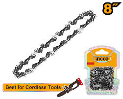 Ingco 8-Inch Replacement Saw Chain - 3/8 Inch Pitch & 0.043 Inch Gauge Core Loop with 33 Drive Links for Cordless Chainsaws (AGSC50801)