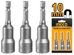 Ingco 3-Piece Industrial Magnetic Nut Setter Set 10mm | Premium 65mm Power Nut Driver Bits with High-Strength Magnet & 1/4" Hex Shank (AMN1031)